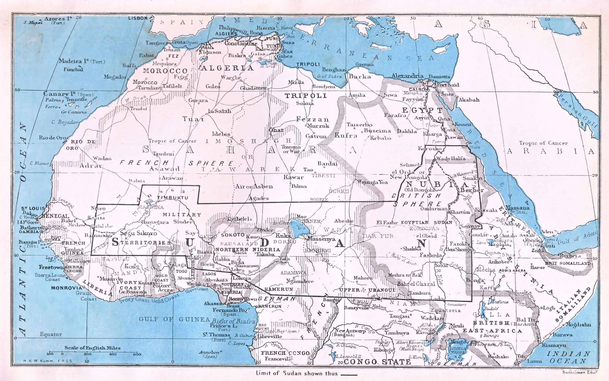 Sudan in the 1900's from Kumm, The Sudan, p.19.