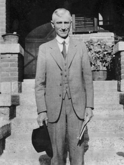 Brown Craig Patterson [1865-1953]. The picture shows him standing on the steps of his home in Tengxian, probably in the mid-1930s.
